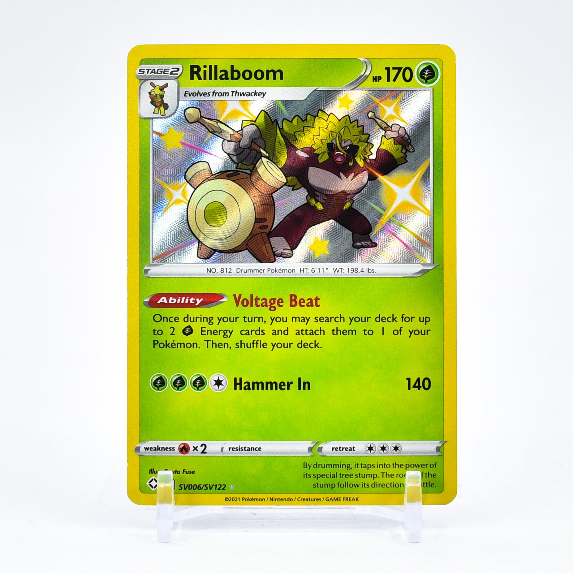 Rillaboom - SV006/SV122 Shining Fates SHINY Holo Rare Pokemon - NM/MINT