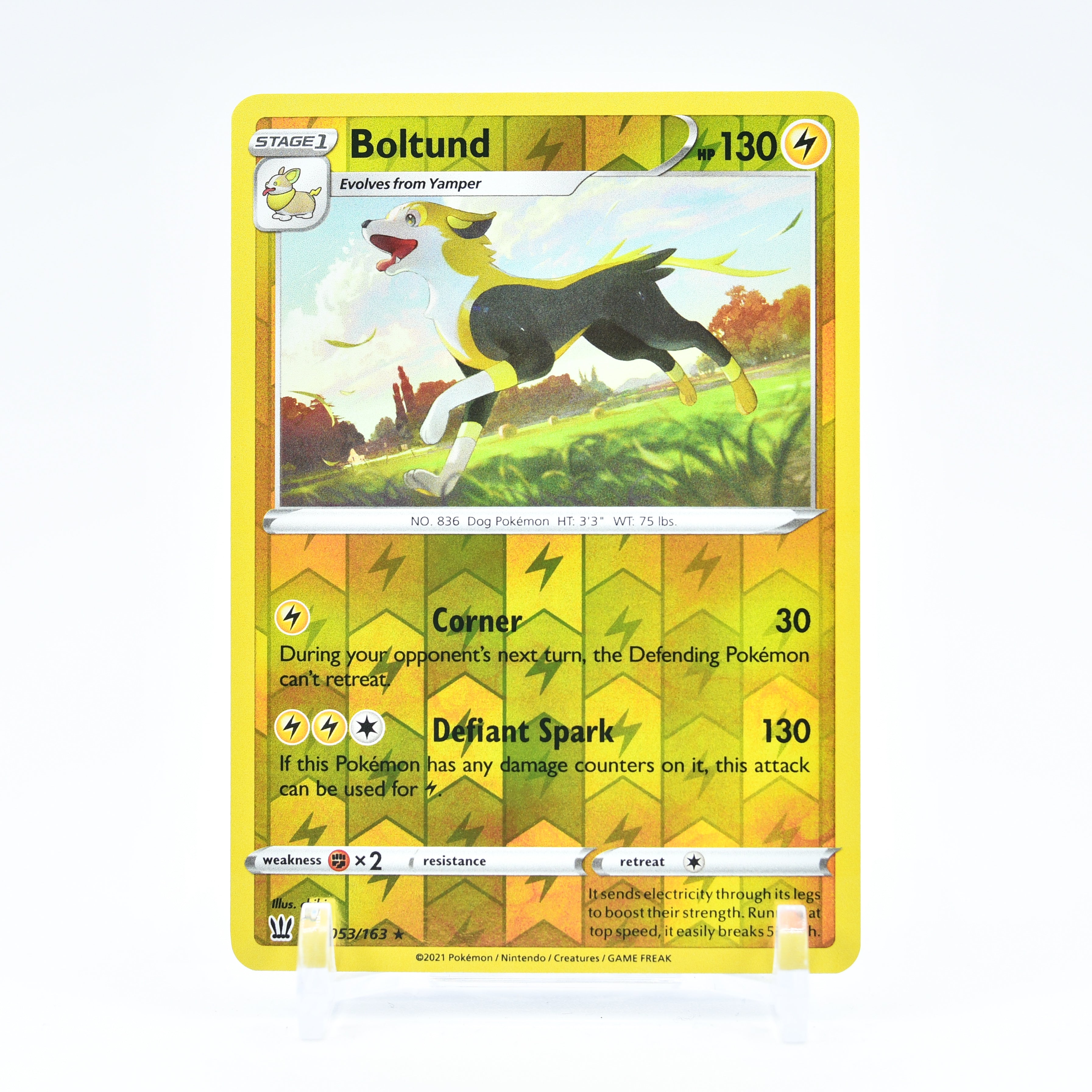 Boltund - 053/163 Battle Styles Reverse Holo Rare Pokemon - NM/MINT