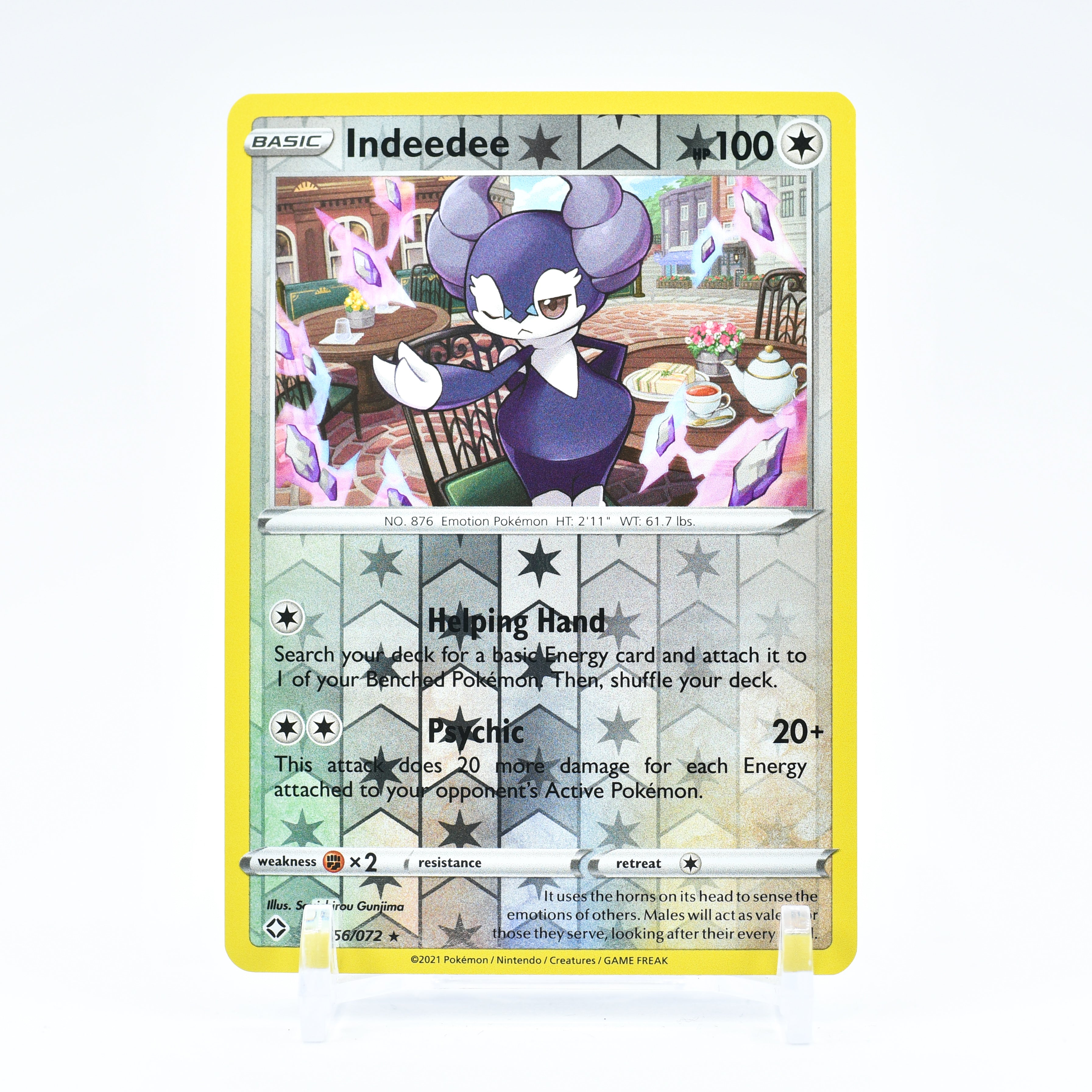 Indeedee - 056/072 Shining Fates Reverse Holo Rare Pokemon - NM/MINT
