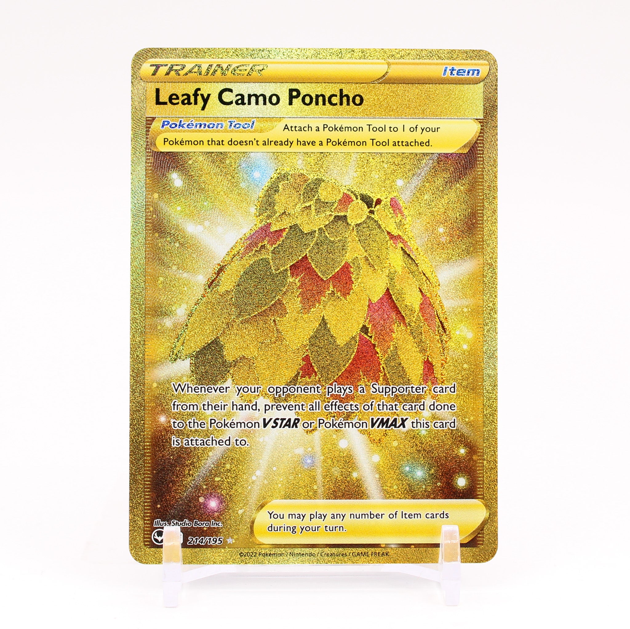 Leafy Camo Poncho 214/195 Silver Tempest SECRET RARE GOLD Trainer NM/MINT