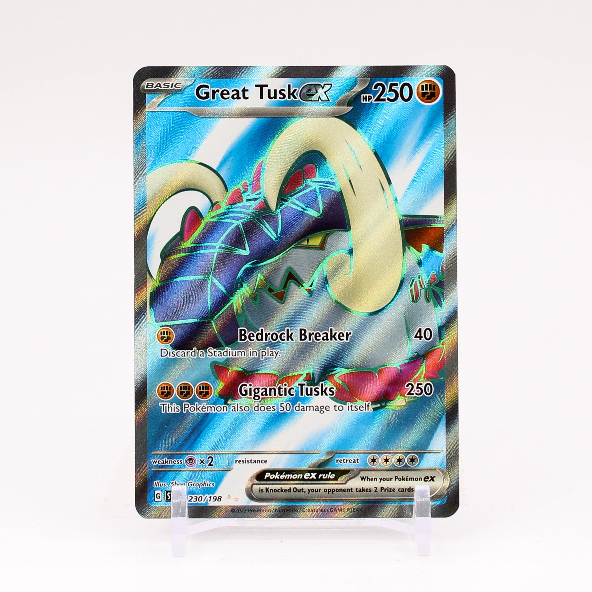 Great Tusk ex - 230/198 Scarlet & Violet FULL ART Pokemon - NM/MINT