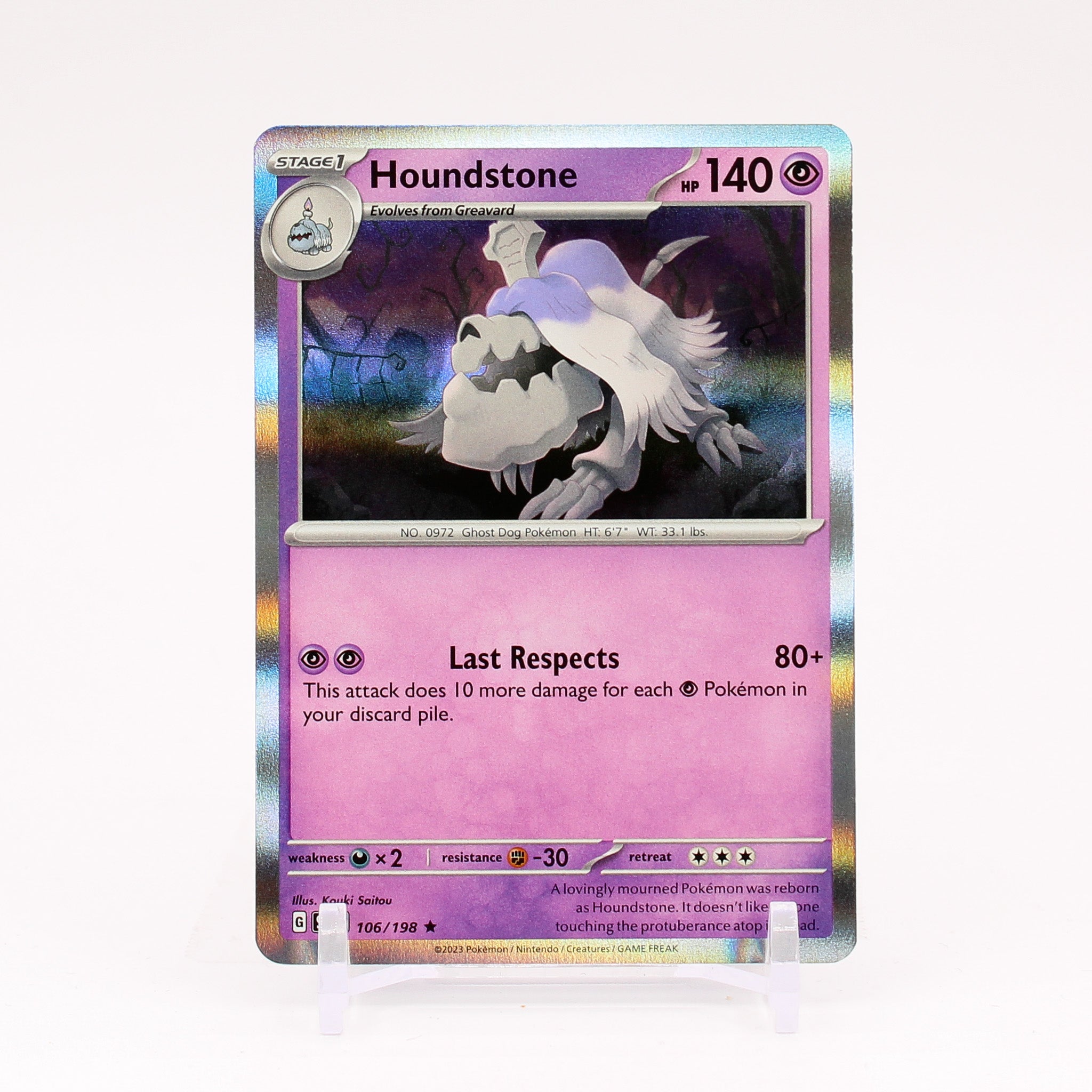 Houndstone - 106/198 Scarlet & Violet Holo Rare Pokemon - NM/MINT