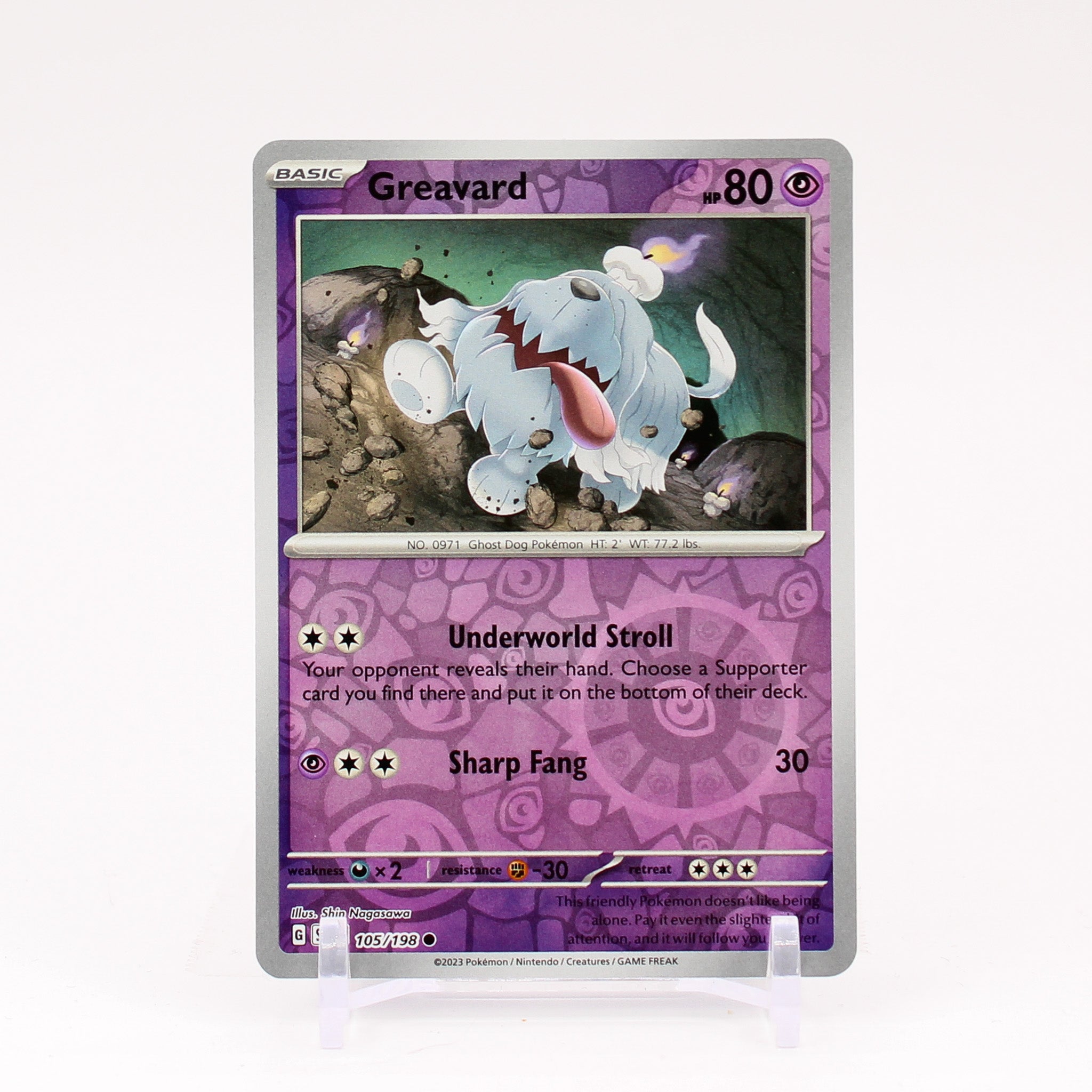 Greavard - 105/198 Scarlet & Violet Reverse Holo Common Pokemon - NM/MINT